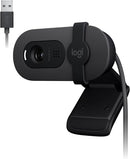 Webcam Full HD Logitech Brio 100 com Microfone Integrado, Proteção de Privacidade, Correção Automática de Luz,Câmera Web para Monitor - Grafite
