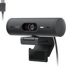 Webcam Full HD Logitech Brio 500, Câmera para PC com Microfones Duplos, Privacidade Integrada, RightLight 4 e Enquadramento Automático - Grafite