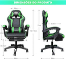 Cadeira Ergonômica Gamer Com Apoio Para Os Pés (Verde)