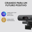 Webcam Full HD Logitech Brio 500, Câmera para PC com Microfones Duplos, Privacidade Integrada, RightLight 4 e Enquadramento Automático - Grafite